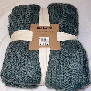 Kirkland’s Cable Throw BRAND NEW Lovely Grey Color